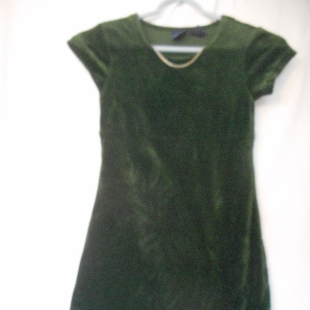 Green Velour dress with detachable necklace